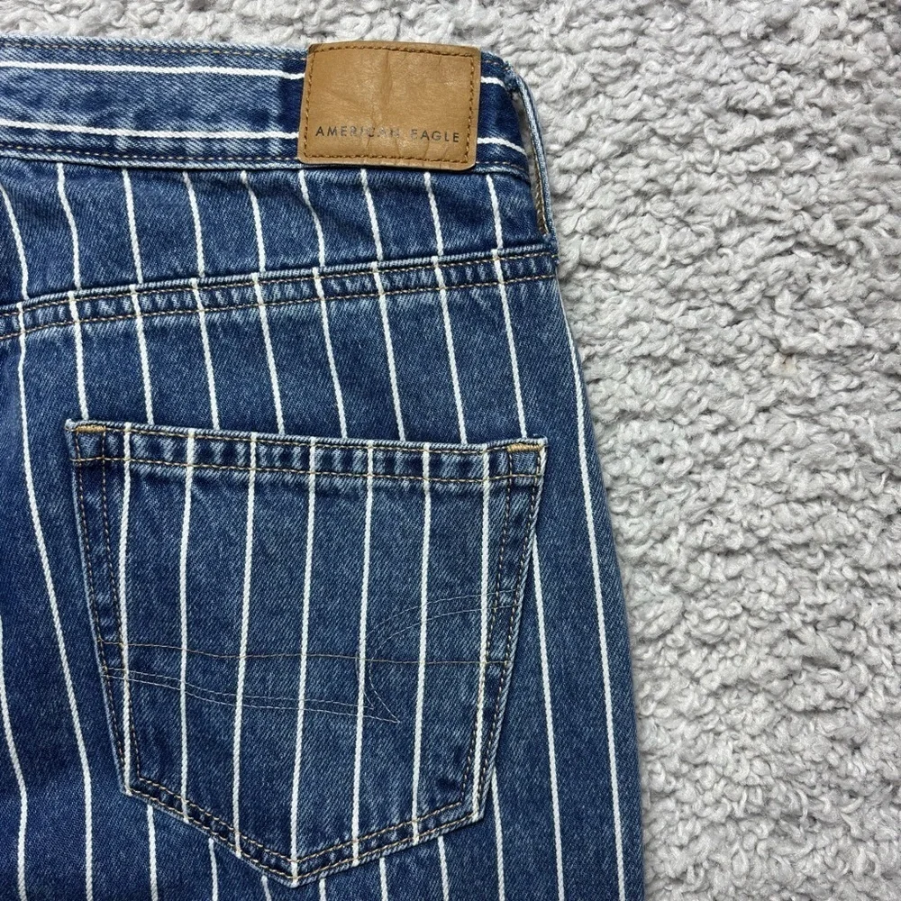 American Eagle Jeans Womens 0 Mom Jean High Rise Blue White Stripe Cotton BOHO